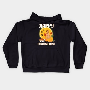 Labrador Retriever Seeing Turkey Dish Happy Halloween Thanksgiving Merry Christmas Day Kids Hoodie